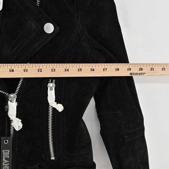 BlankNYC Free People Suede Moto Jacket Womens Sz XS Black Cropped Biker Leather - Picture 3 of 13